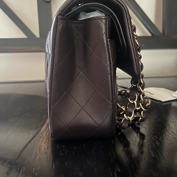 NOT AVAILABLE Chanel 21a Dark Brown Small Classic Flap Lambskin LGHW - Picture 3 of 13